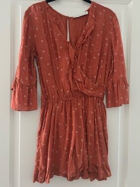 Abercrombie & Fitch Rust Floral Ruffle Romper Size Small